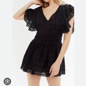 UO Urban Outfitters Black Eyelet Romper Dress Size 2